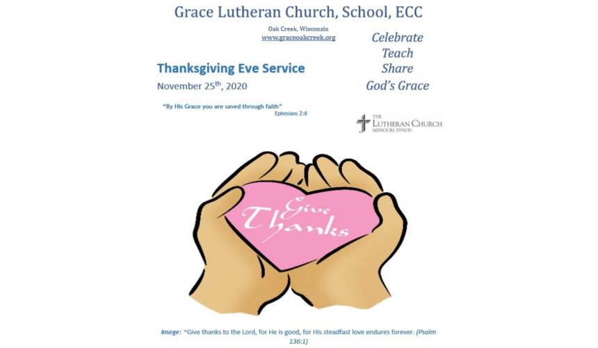 Sermon Video – Thanksgiving Eve – November 25, 2020